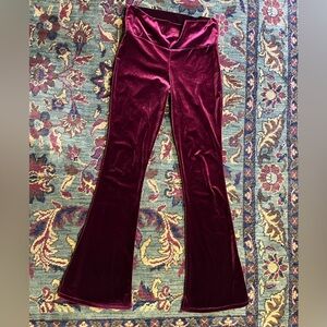 Velvet Flare Pants in Rich Burgundy